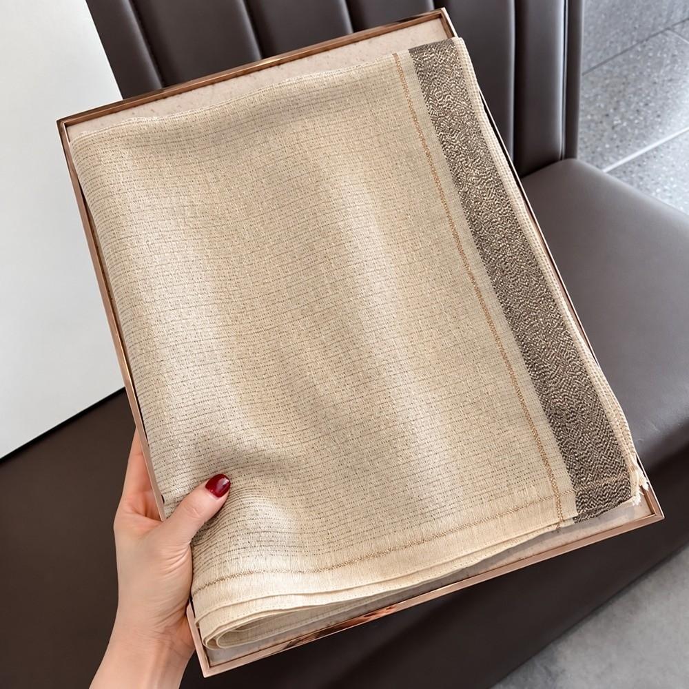 Elegant Wrap Shawl Breathable Border Shawl Fashion Imitation Silk Scarf  Daily Outfit