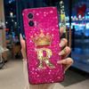 Phone Case For Motorola Edge 30 Lite/Motorola Edge 30 Neo 5G Black Case Shockproof Soft Fashion Letter Crown Cover