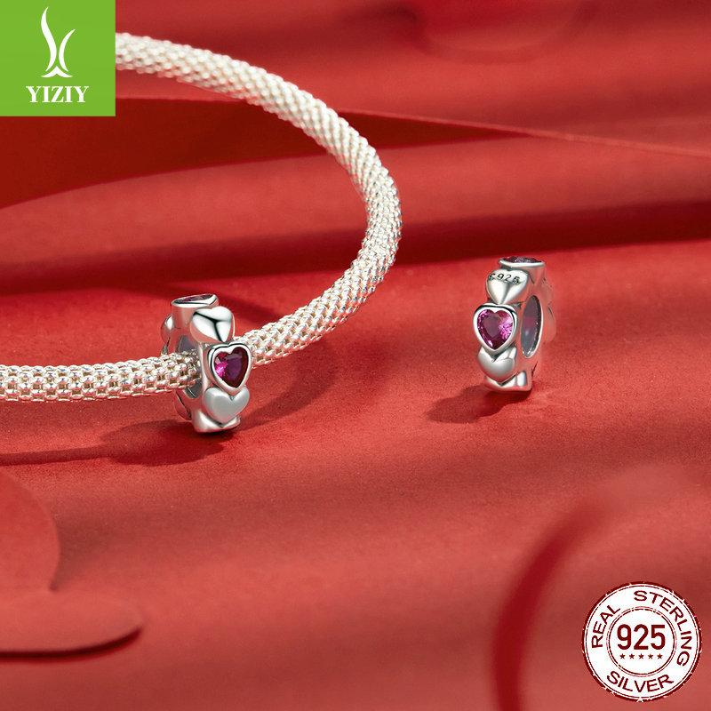 Love Splicing Diy Silicone Positioning Bracelet Beads, Fashionable And Versatile S925 Sterling Silver Heart-Shaped Beads