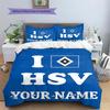 Benutzerdefinierte Bettwäsche mit HSV-Logo, Steppbett-Set, Bettbezug, Kissenbezug, Heim-Geburtstagsgeschenk(1 Bettbezug + 2 Kissenbezüge, ohne Füllung) -HE70