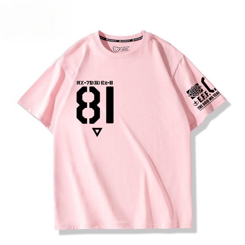 Mobile Suit Gundam 08MS Squad Ez-8 Logo Anime Joint Peripheral Short Sleeve T-Shirt Men's and Women's Clothes Summer