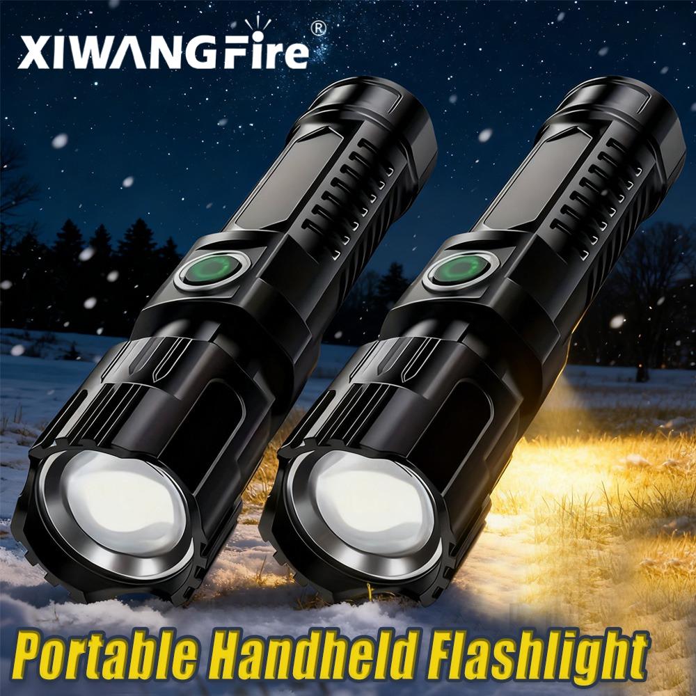 Super Bright LED Flashlight USB Rechargeable Flashlights with Tactical Zoom High Power Spotlight Outdoor Camping Fishing Torch