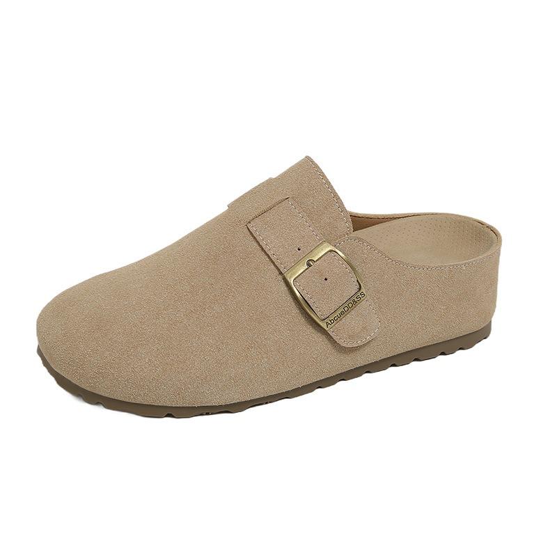 Thick-soled inner height increase, one pedal, baotou, half slippers, women's spring outer wear new single shoes