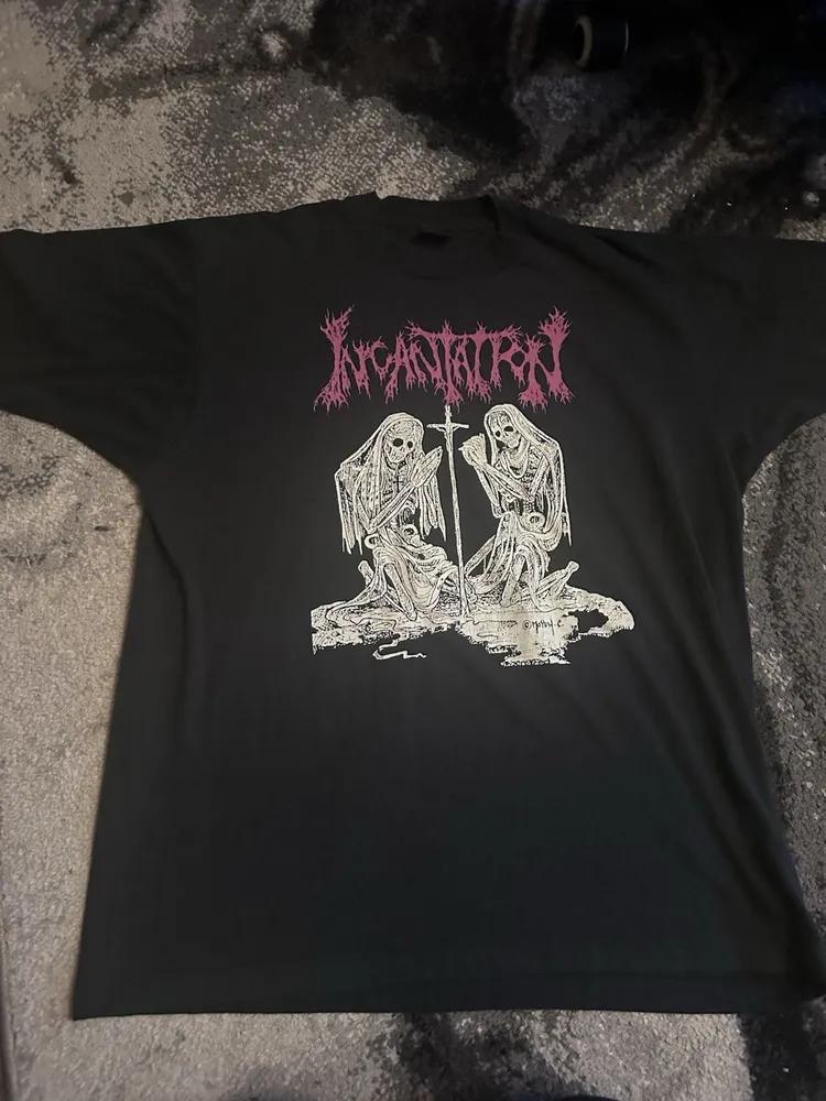 Unisex Short Sleeve Crew Neck Cotton T Shirt Incantation 90 S Metal Band XXL