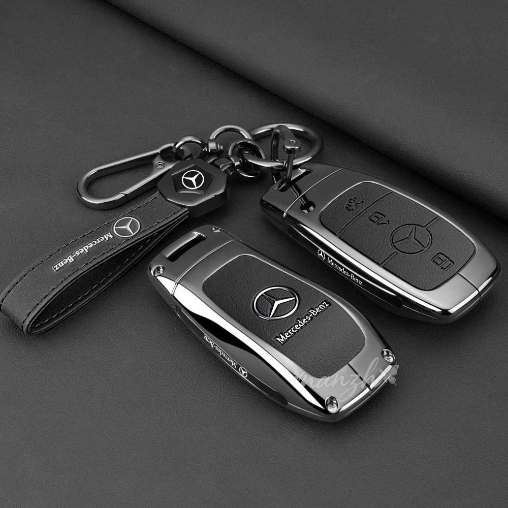 CRZ1 Keychain Leather Fashion Car Key Case Cover Shell For Mercedes Benz A C E S G GLS CLA Class W213 W203 W211 W205 W177X167 W204