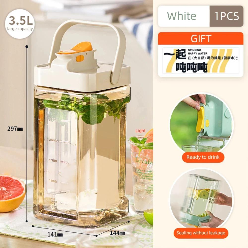 Fashion Cold Water Pitcher Large Capacity Outdoor Picnics Lemonade Juice Bottles Cold Kettle with Faucet Iced Beverage Dispenser