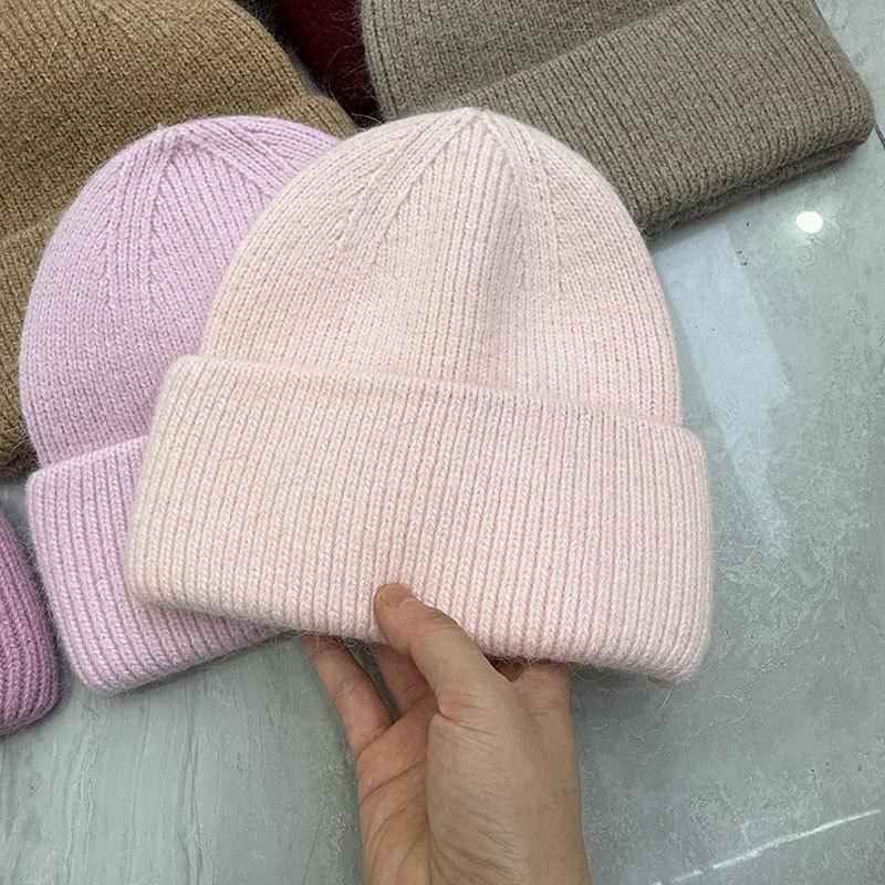Hat Women's Autumn and Winter Wool Hat Casual Warm Versatile ins Knitted Hat Solid Color Light Board Cold Hat Men's Trend