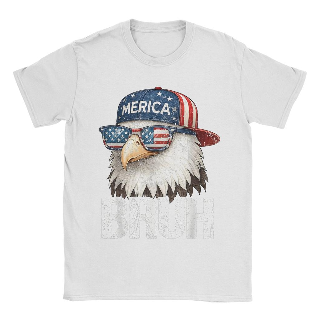 Herren T-Shirts Bruh Vierter 4. Juli Adler Amerikanisch Patriotisch Cool Reines Baumwoll-T-Shirt T-Shirt Rundhals Kleidung Geschenk