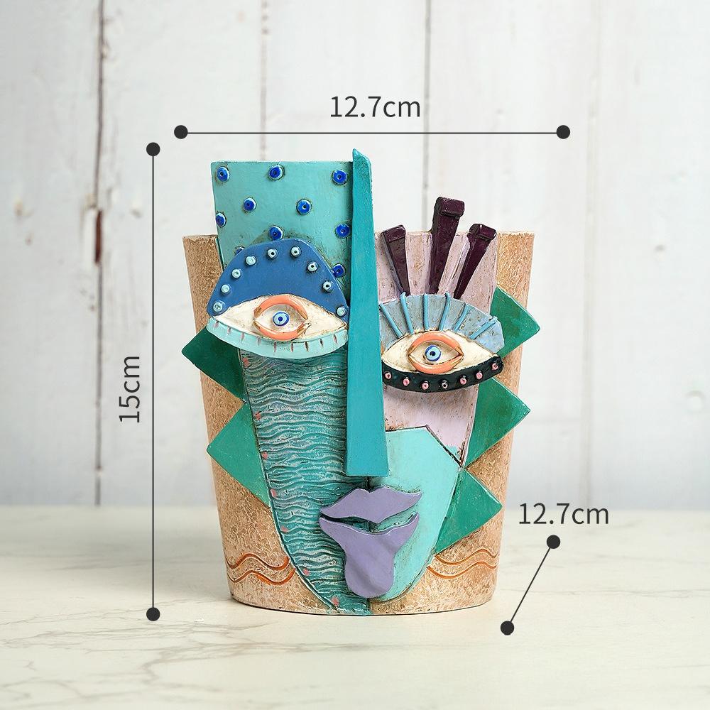 

Picasso s Abstract Art Resin Flower Pot Colorful Graffiti Face Sculpture Garden Courtyard Decoration Succulent Plant Container