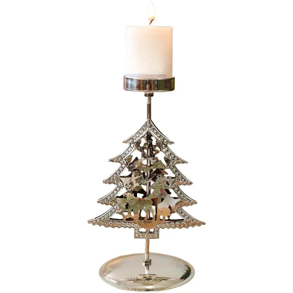 Holiday Tabletop Iron Candle Holder with Snowflake Design Providing Stable Support for Candles up to 2cm Diameter