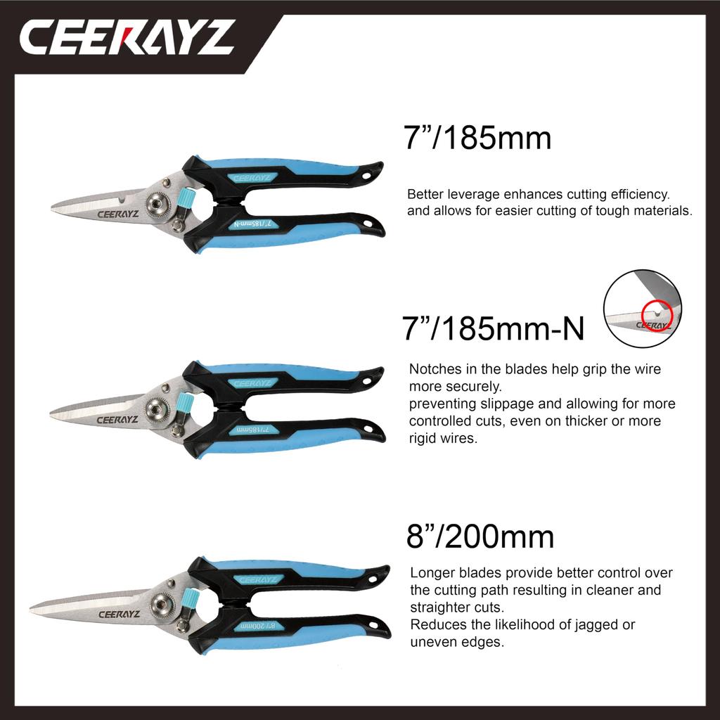 CEERAYZ Scissors 200mm Multipurpose Heavy Duty 420 Japanese Stainless Steel Industrial Scissors Scissors Metalworking Pruning Gardening Pruning with