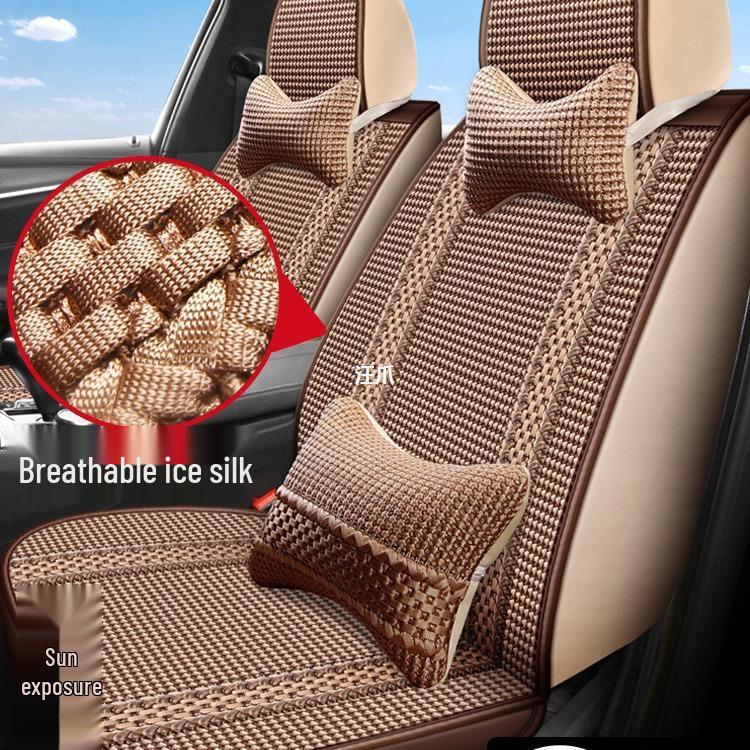 Ice Silk Handmade Car Seat Cushion: Cooling, All-Season, Universal Fit A Model - Standard Black