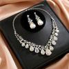 Banquet Ball Champagne Gold Water Drop Jewelry Set Court Style Party Necklace Earrings Dress Match Artifacts