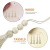 6Pcs Cotton String Wooden Beads Tassel Ornaments Closet Door Handle Decoration Handmade Pendant Backpack Handbag Curtain
