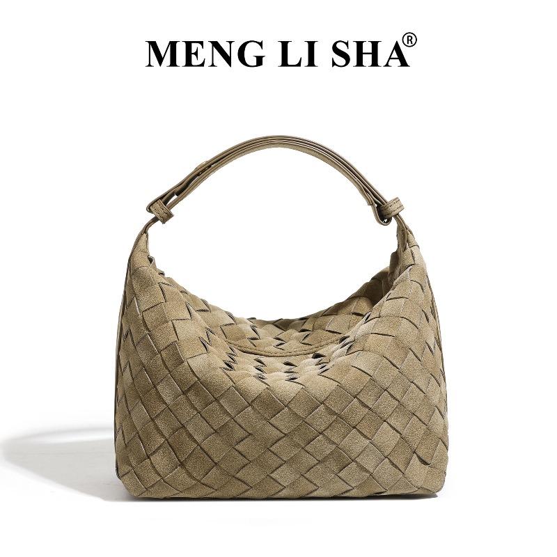 Suede woven lunch box bag retro fashion single shoulder underarm dumpling bag niche fashion high sense portable women's bag