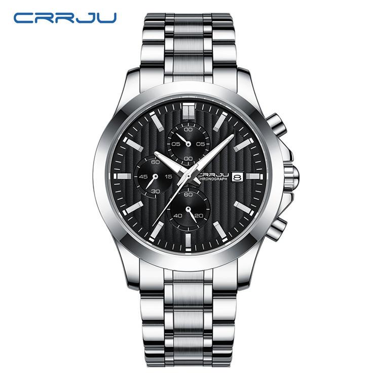 CRRJU New Watch 2310 Men's Watch Solid Stainless Steel with Simple Business Watch Atmosphere