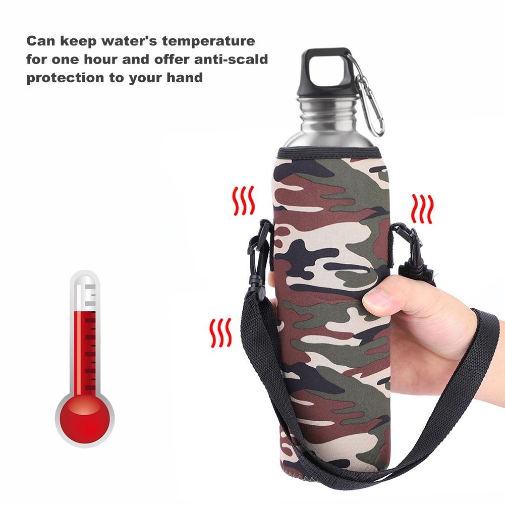 Outdoor Sports Water Bottle 1L Thermal Holder Bag Scald Proof Case Cover Sleeve with Strap