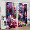 2 Pcs Colorful Mushrooms Print Curtains,suitable for Bedroom,living Room Kitchen Decoration,home Decoration,window Decoration