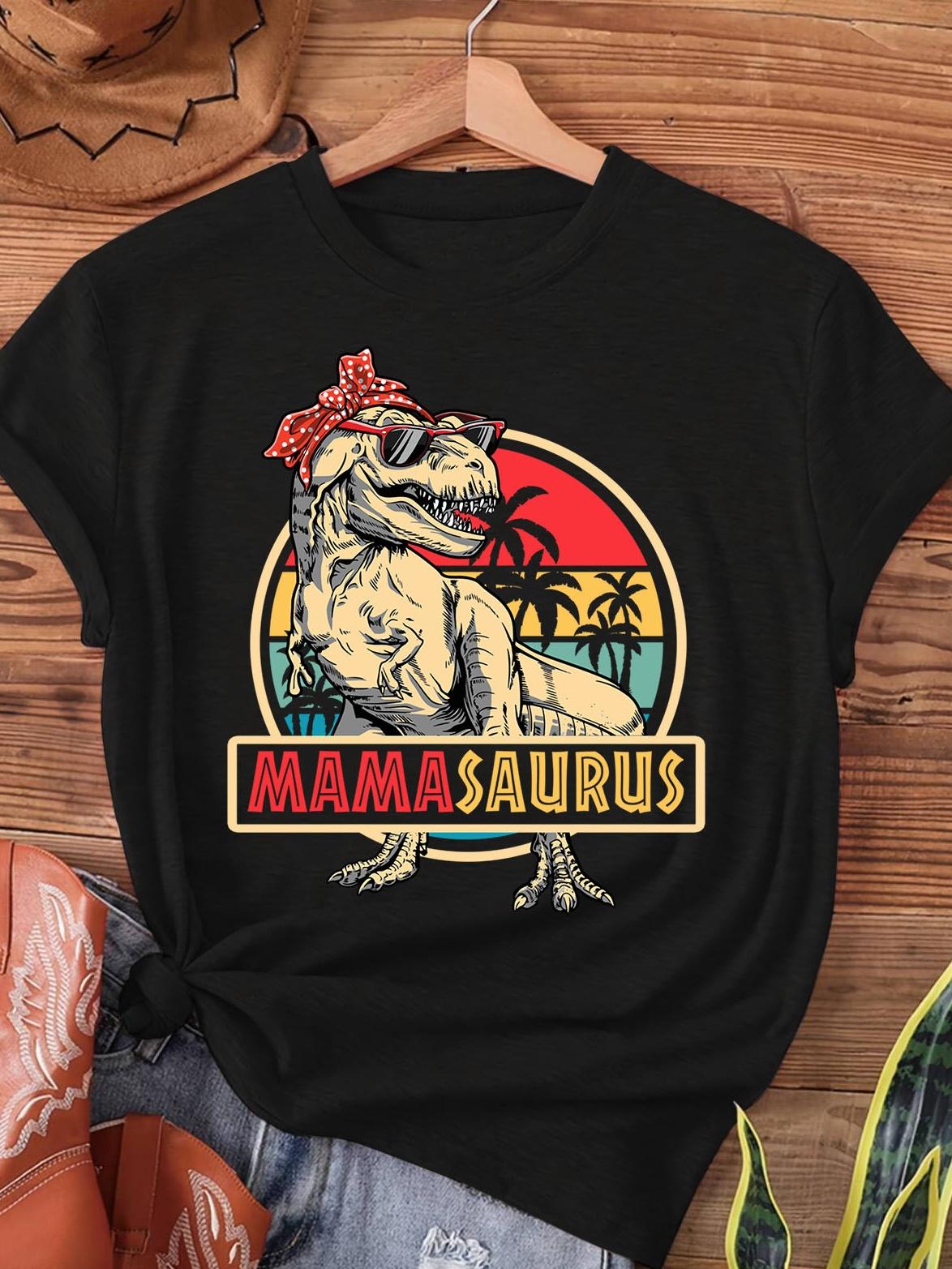 

Matching T-Shirt for Families Featuring Mamasaurus T Rex, a Casual Short Sleeve Crew Neck Top Perfect for Spring And Summer, Designed for Women 5XL різнокольоровий