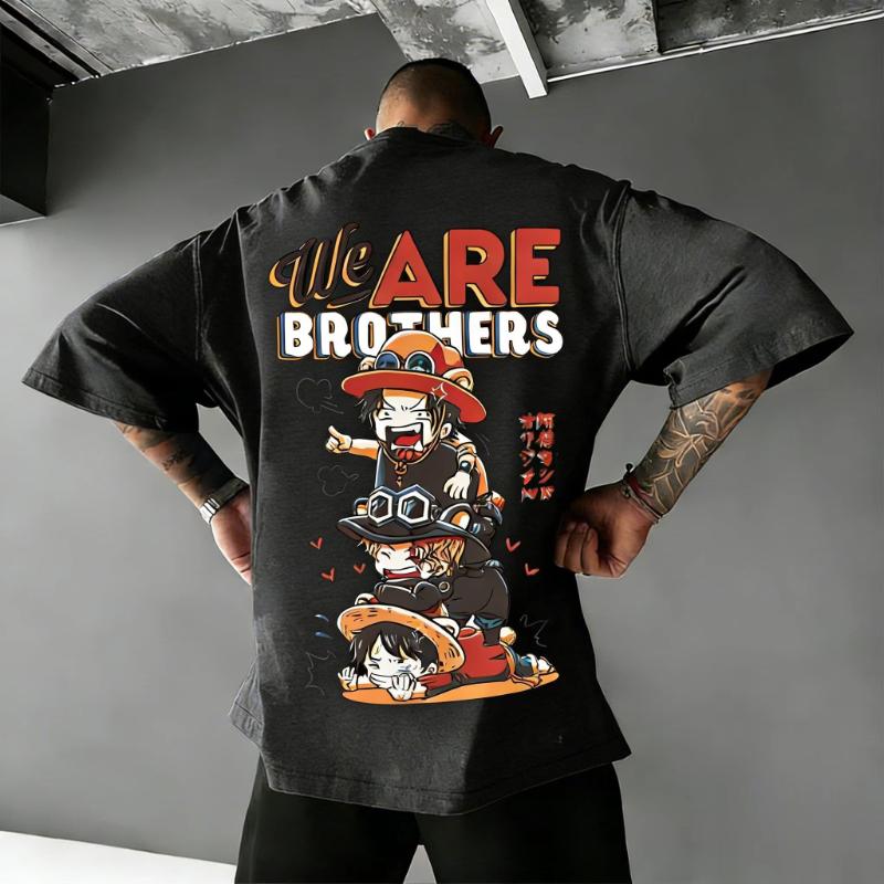 One Piece Ace Luffy Brothers Anime T Shirt Men Women Oversized Cotton Loose Graphic Tee 2026 Summer Streetwear Casual Tops Y2k