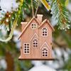 Glowing Christmas Tree House Pendant Wooden Christmas Village House Figurine  Kids