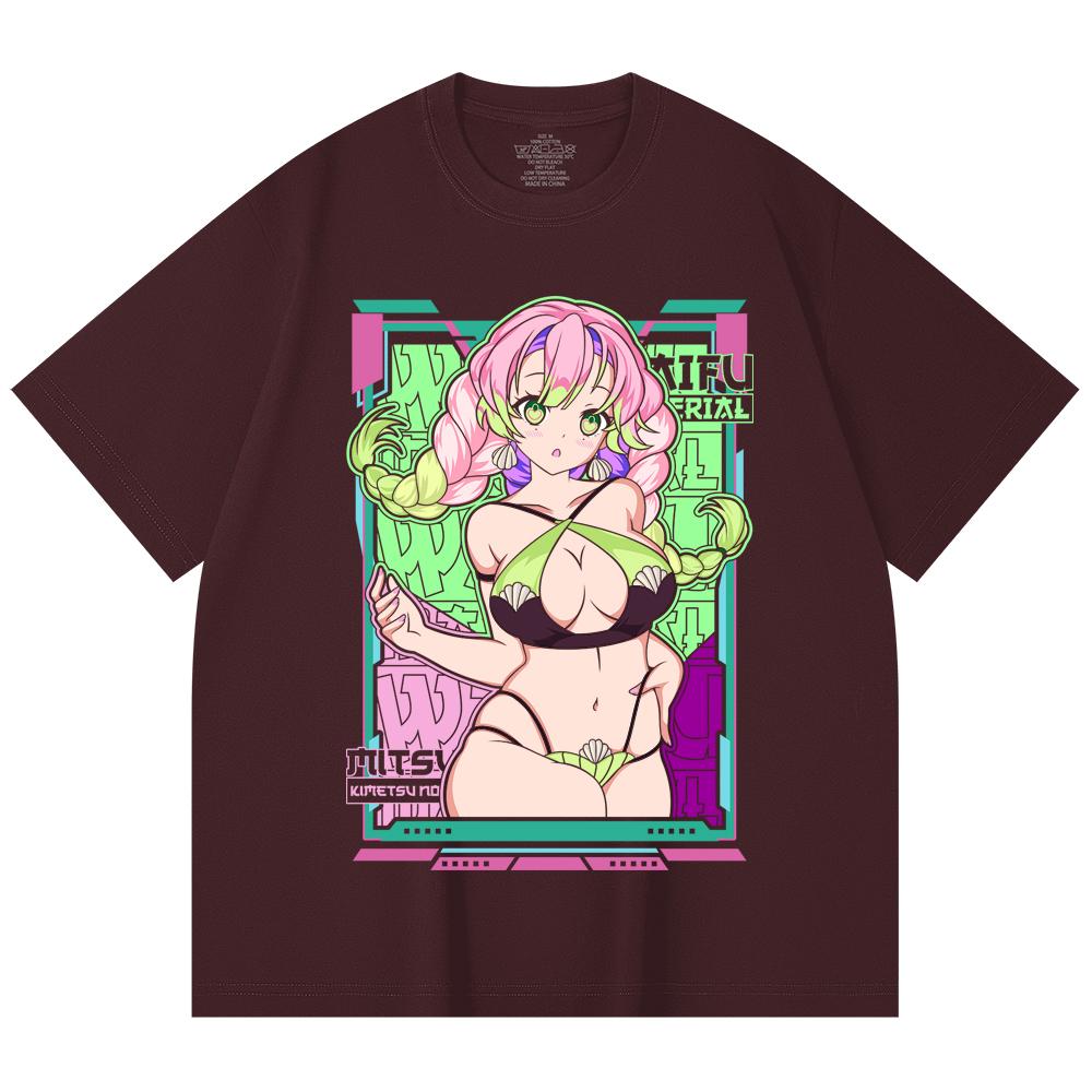 230 Gsm 100% Cotton Demon Slayer V53 Mitsuri Waifu Print Unisex Heavy Cotton T Shirt