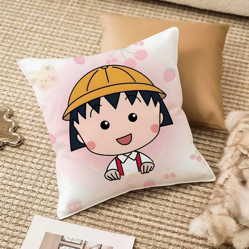 C-Chibi M-Maruko Chan Pillow Case Anti-dustmite Invisible Zipper Sofa Bed