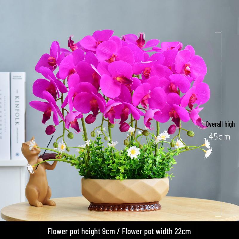 Artificial Phalaenopsis Flower Set: Indoor TV Cabinet Decor