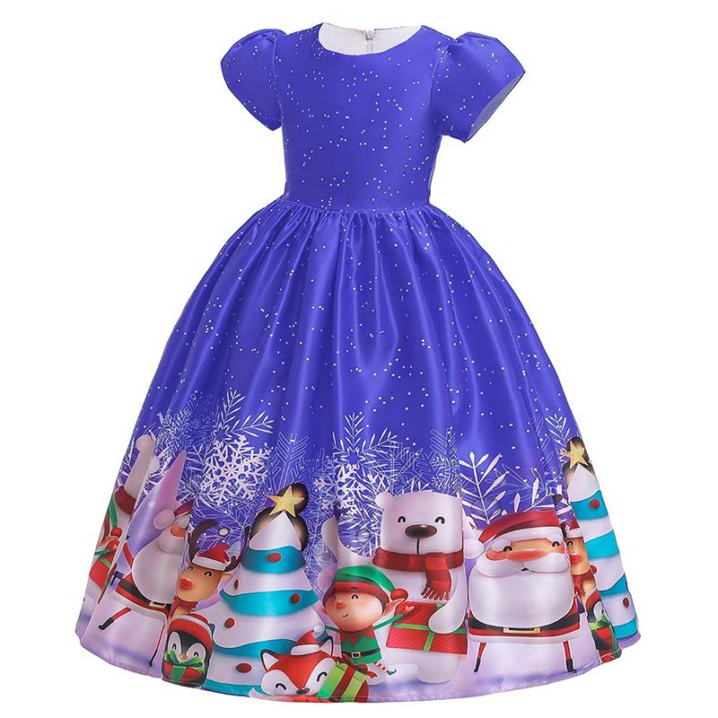 Vestido Para Niñas Pequeñas Linda Navidad Santa Claus Print Vestido Para Niñas Pequeñas Linda Navidad Santa Claus Print