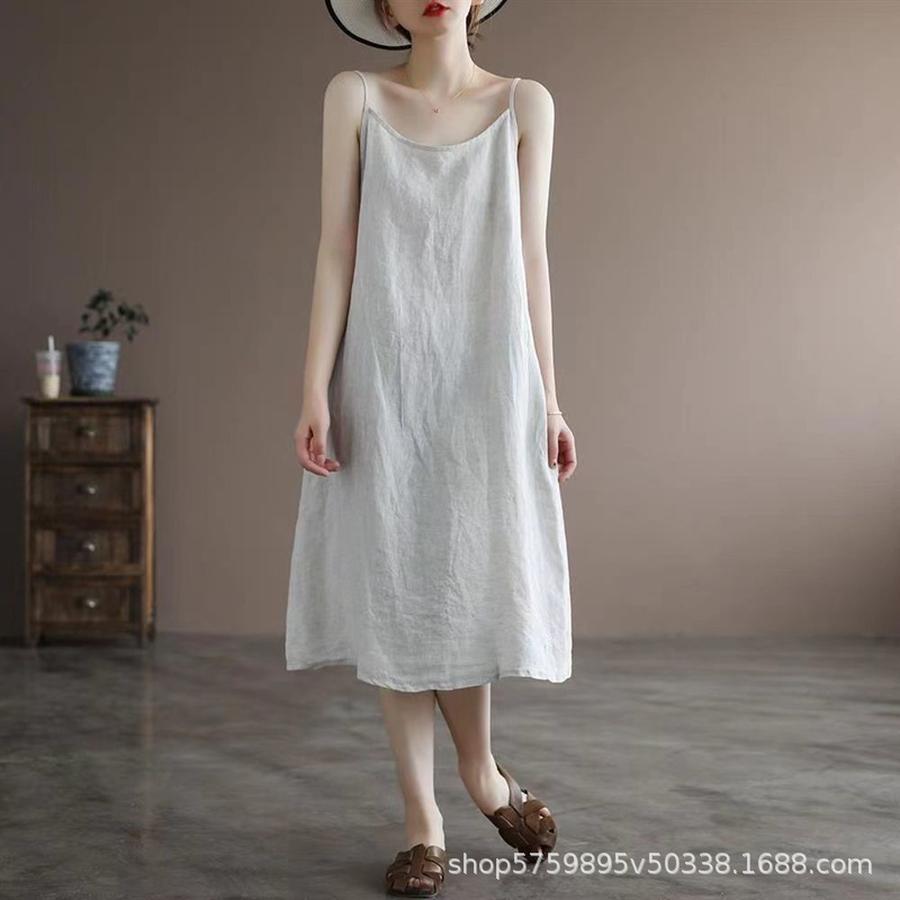 Pure Cotton Sleeveless Tank Top Women Summer New Style Plus Size Loose Inner Dress Long Skirt for Girls