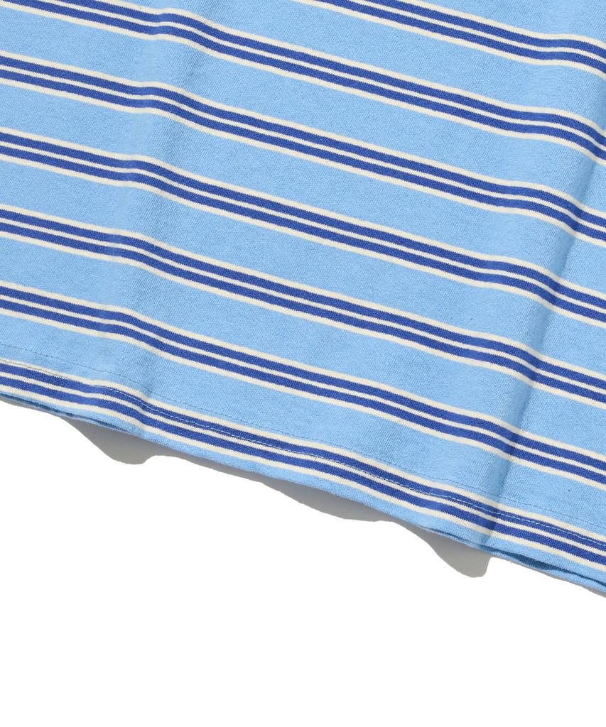 TAILOR STUDIO Classic Striped Short Sleeve T-Shirt (Blue)