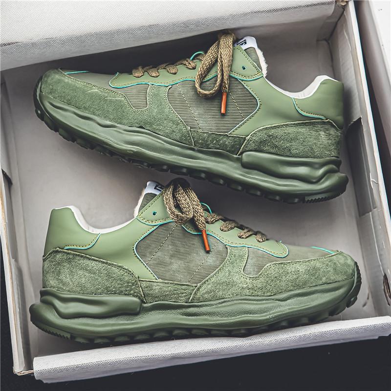 

Мужская повседневная обувь Зимняя хлопковая спортивная обувь для прогулок на открытом воздухе Износостойкая мягкая удобная платформа Молодежные модные мужские кроссовки 44 зелёный