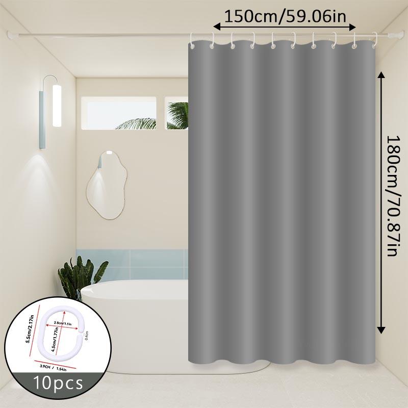 High-End Pure Gray Shower Curtain, Elegant Single-Color Design, Peva Bathroom Curtain, Simple and Durable, Suitable for Shower Partitions