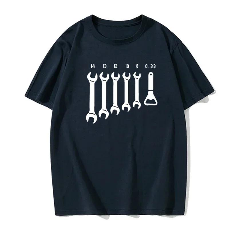 Vintage Screw Wrench Opener Mechanic T-Shirts Men Car Fix Engineer Cotton Tee Short Sleeve Funny T Shirts Top Tee Men's Clothes