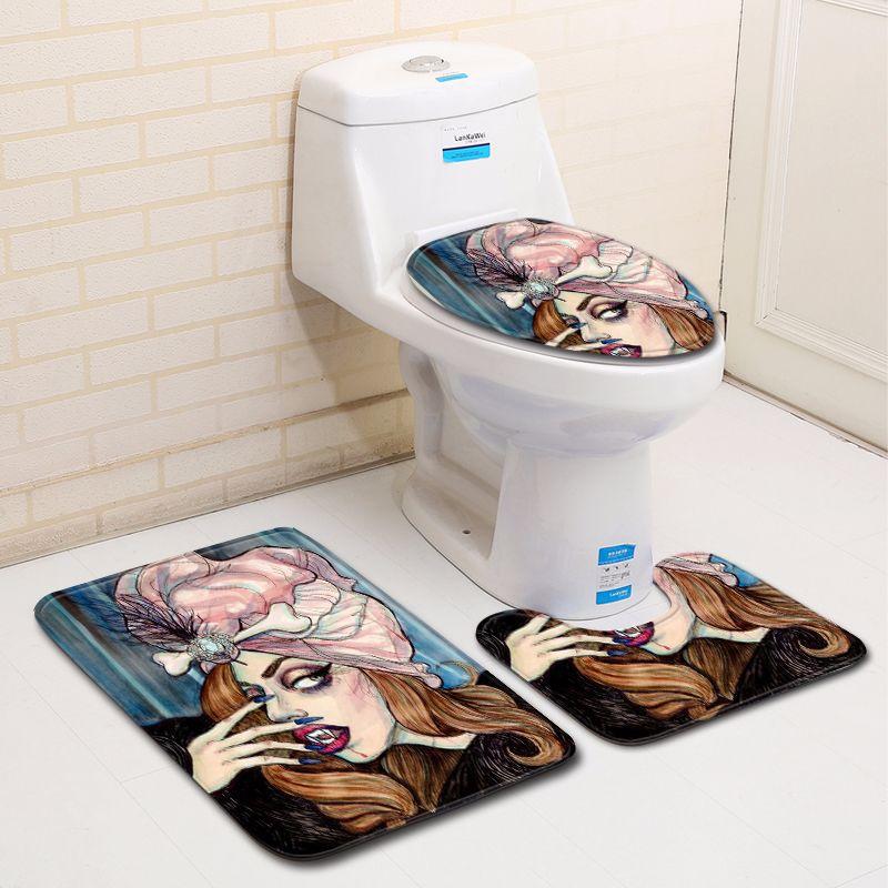 Personalized Painted Bathroom Toilet Three-Piece Floor Mat Doormat Bathroom Carpet Is Now