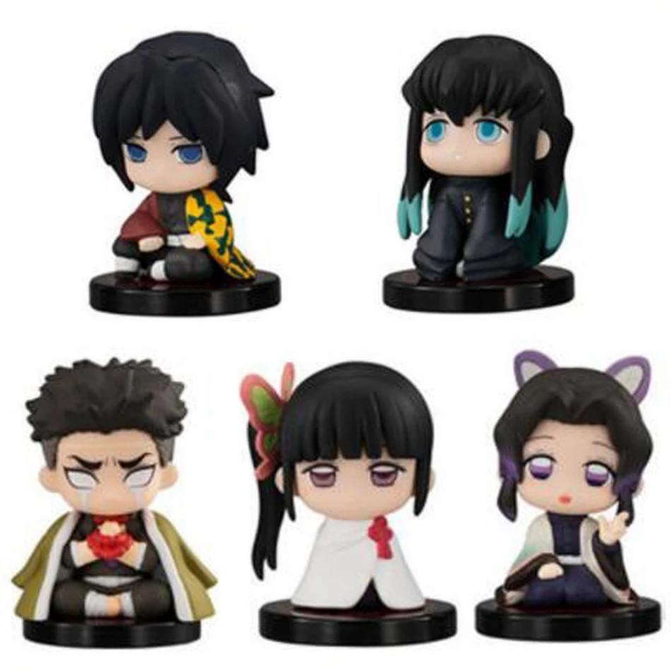 10 Style/Set Q Version Demon Slayer Sitting Ghost Doll Tanjiro Nidouzi Inosuke Zenizu Figure Action Figure Movie Model Toys Doll