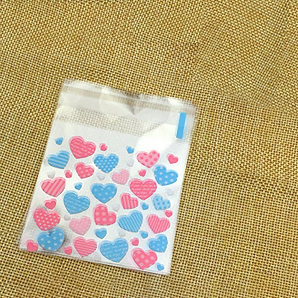 100pcs -Plastic Packaging Bags Cookie Candy Bag Pink Love Christmas Wedding Gift Bags Biscuit Baking Cake Wrapper Pouches