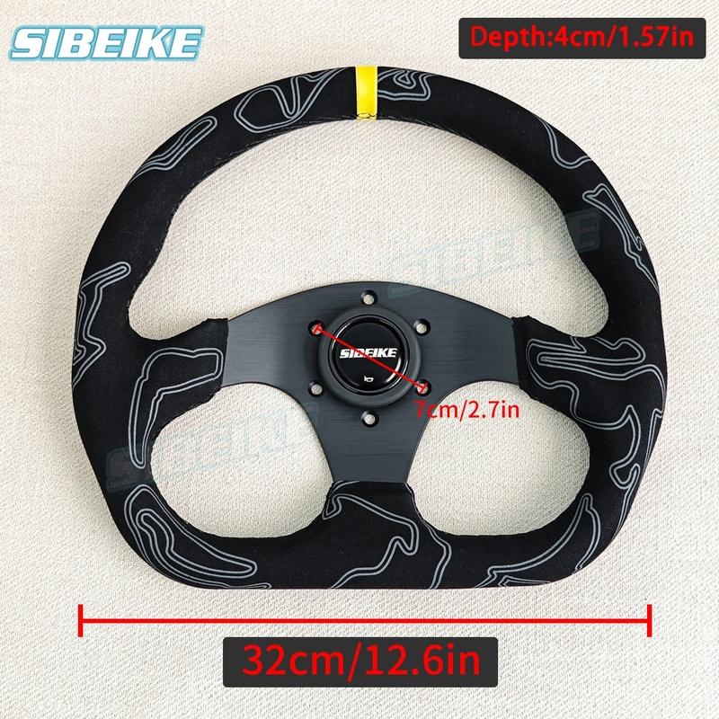 SIBEIKE D Shape Ultra Graffiti Suede Steering Wheel 12.6inch Universal Modified Car Sports Steering Wheel