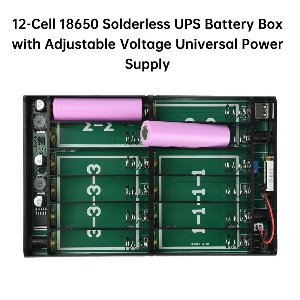 DC UPS 5V 9V 12V Output Uninterrupted Power Supply 12x18650 Power Bank Box for Cellphone Power Storage Case Optical Modem Router