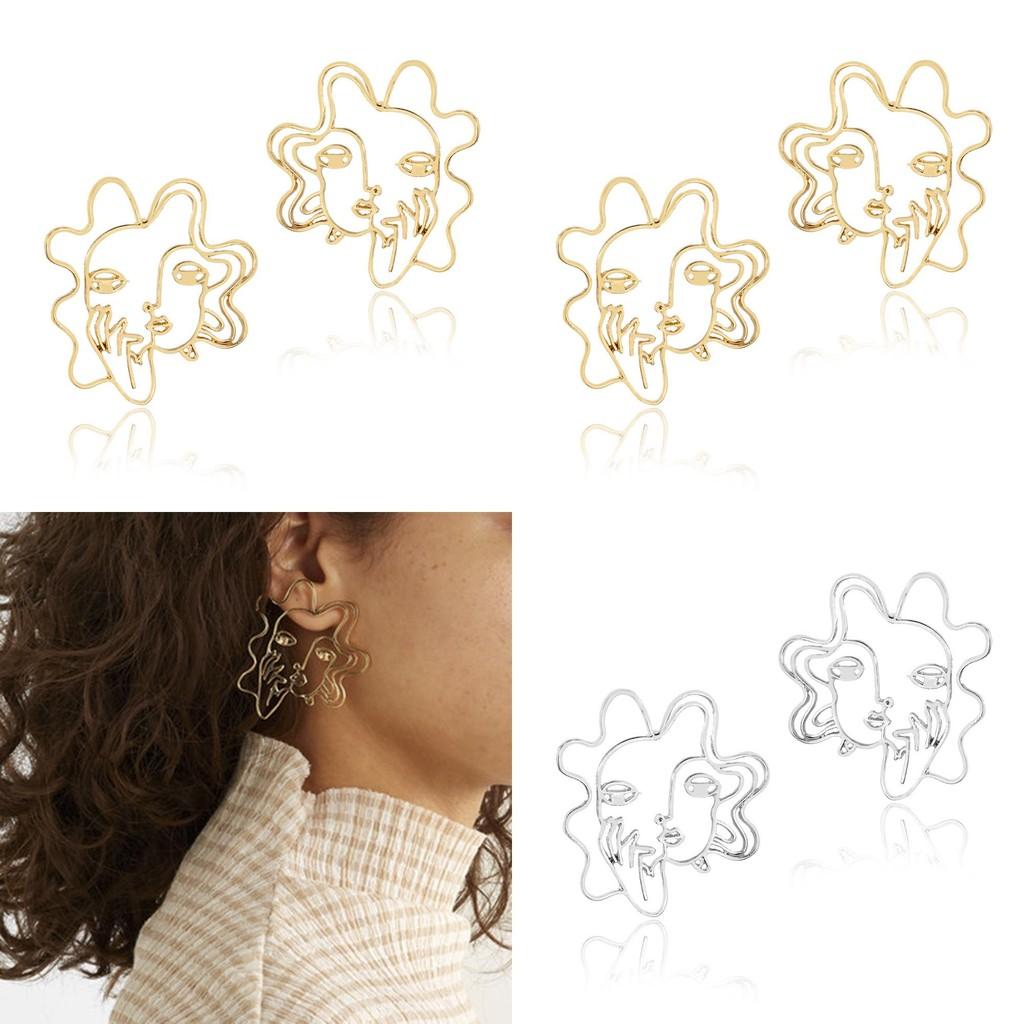 Minimalist Alloy Face Earrings Chic Geometric Design Perfect For Gifting