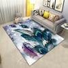 Feather Print Crystal Velvet Home Carpets for Living Room Decor Quality Wrapping Edge Rugs for Bedroom Dirt Tolerance Floor Mat