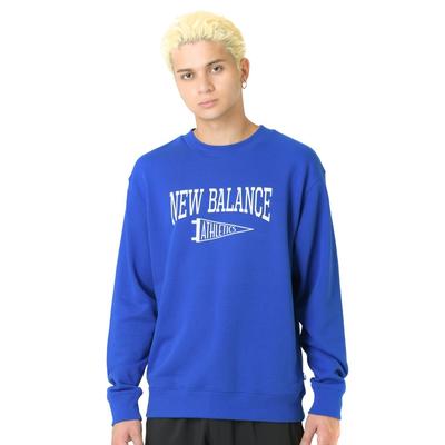 New Balance Pennant Crew Neck Sweatshirt Heavyweight TRY Size Featured In FINE BOYS (MT43950) (Team Royal) S,