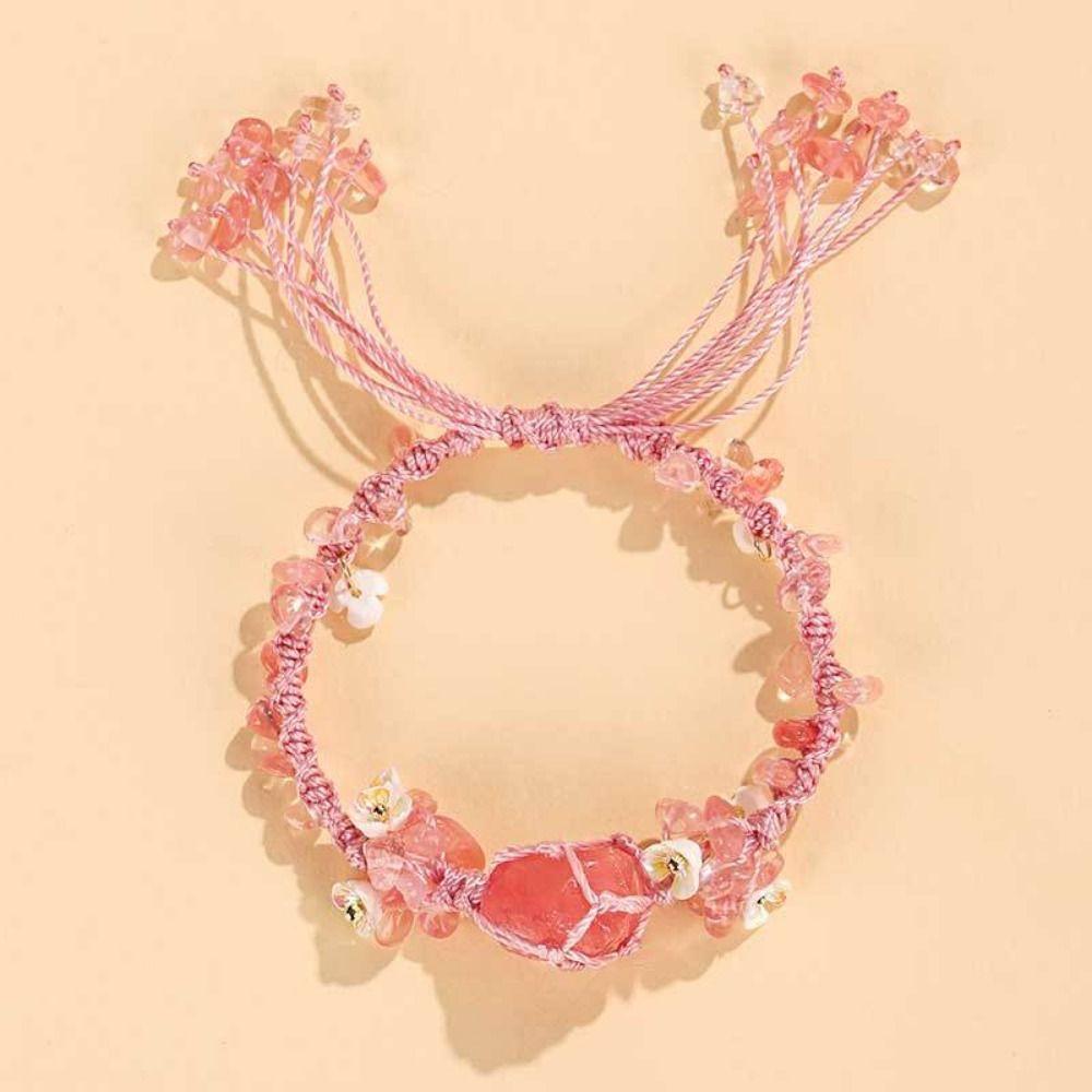 Chinese Style Natural Crystal Bangle With Butterfly Pendant Weaving Crystal Bracelets  Children
