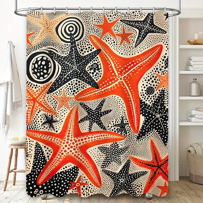 Bright Starfish Print Shower Curtain Waterproof Fabric Decorative Bathroom Accessory for Home Decoration Various Sizes Available