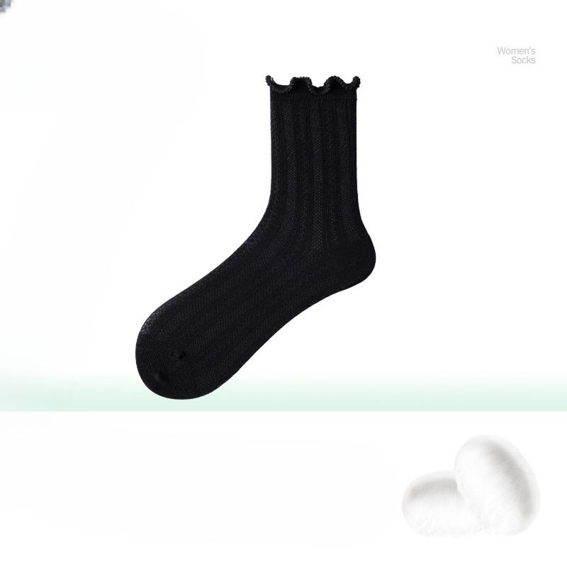 

Silk Stockings for Children in Summer Light Style, White, Cool Feeling, Ballet Style, Pile-like Leg Warmers, Lace Mid-calf Socks 1 pair чёрный