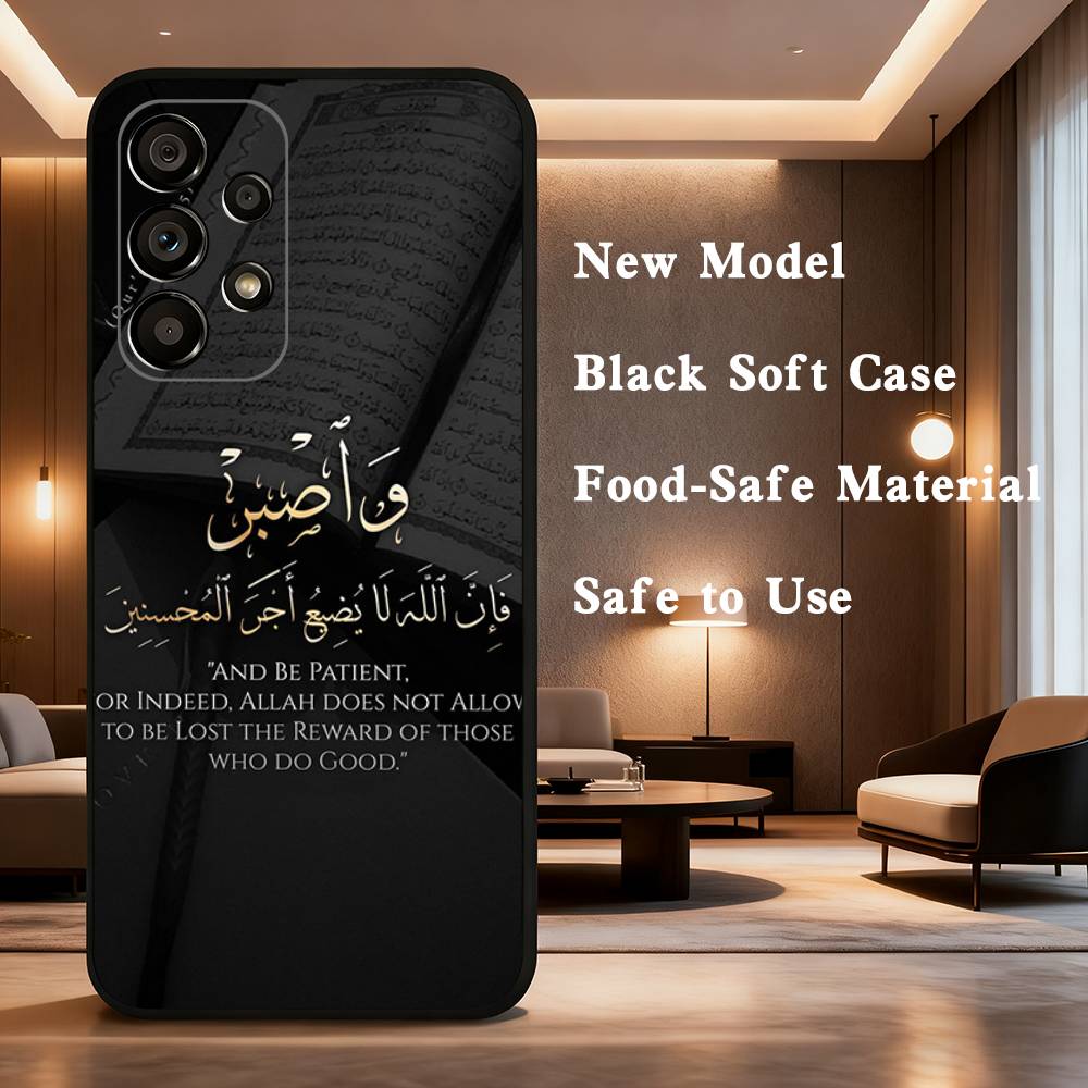 Quran Sabr Patience Islam For Samsung Galaxy A73,31,32,72,41,53,52,71,22,5G,Note,J7,8,9 Soft Black Silicone Phone Case