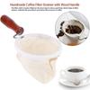 Holzgriff Wiederverwendbarer Kaffeefilter Handgefertigtes Flanelltuch Kaffeesieb Waschbar Handgefertigter Kaffeefilter Hand-Drip-Kaffee