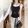 New Spring and Autumn Two-piece Solid Color Long-sleeved T-shirt Layered Vest Slim Fit Top for Women