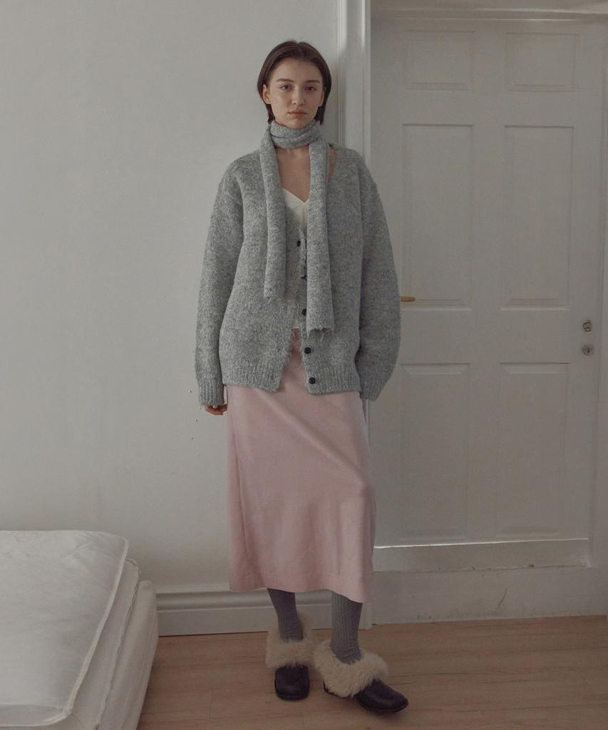 Poeteuseoul Velor Long Skirt_Light Pink