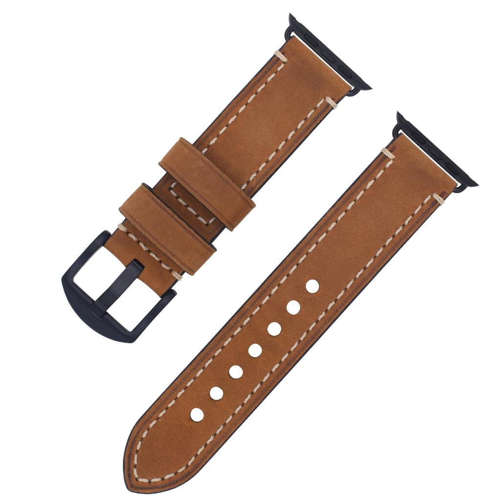 Suitable For Apple S7 Watch Apple Iwatch Strap First Layer Crazy Horse Leather Pin Buckle Watch8 Watch Strap